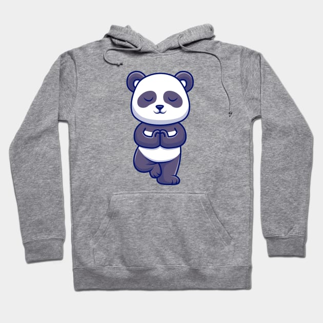 Cute Panda Meditating Yoga Cartoon Hoodie by Catalyst Labs